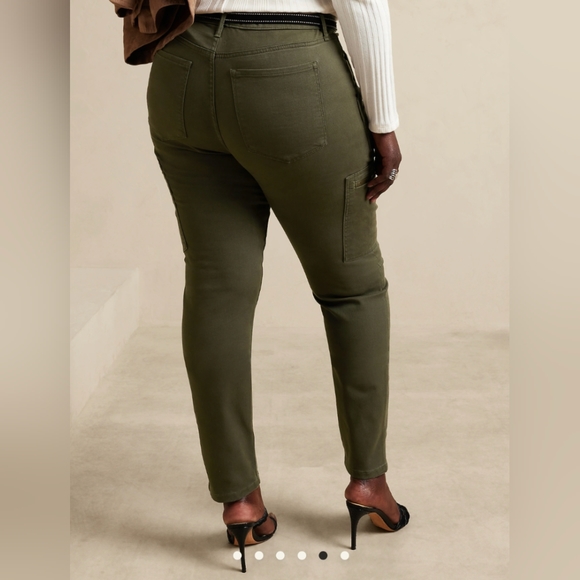 Banana Republic Petite Olive/Army Green High Rise Skinny Stretch Utility Jeans - Picture 7 of 7